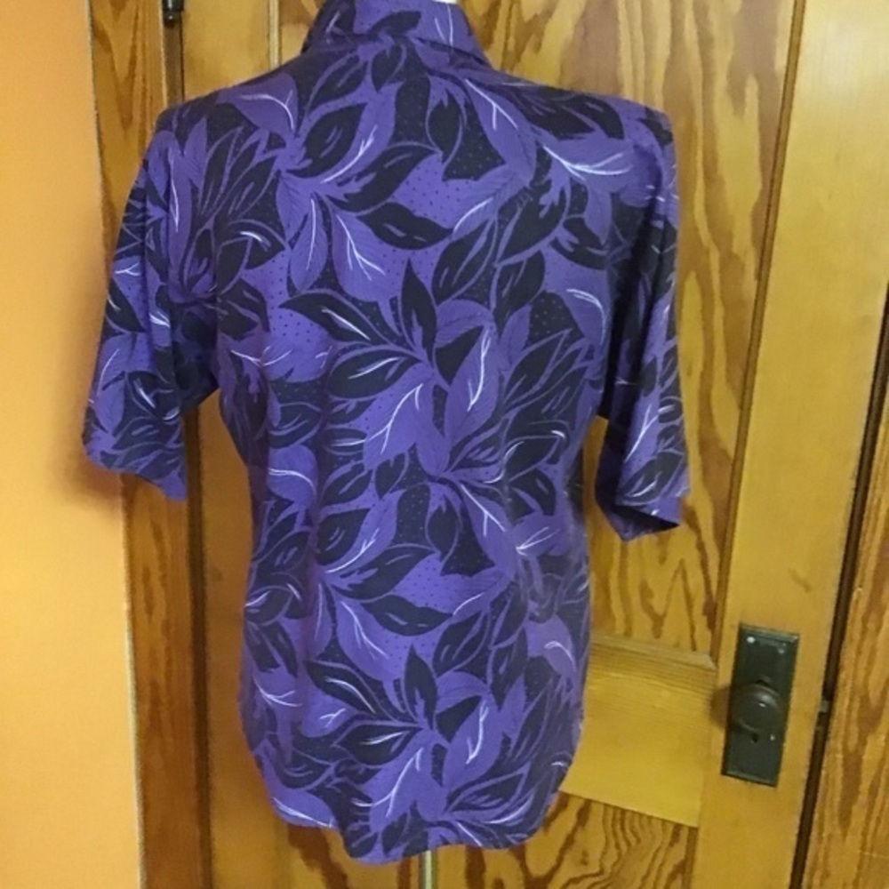 Vintage 90s bright purple leaves top - Picture 7 of 7